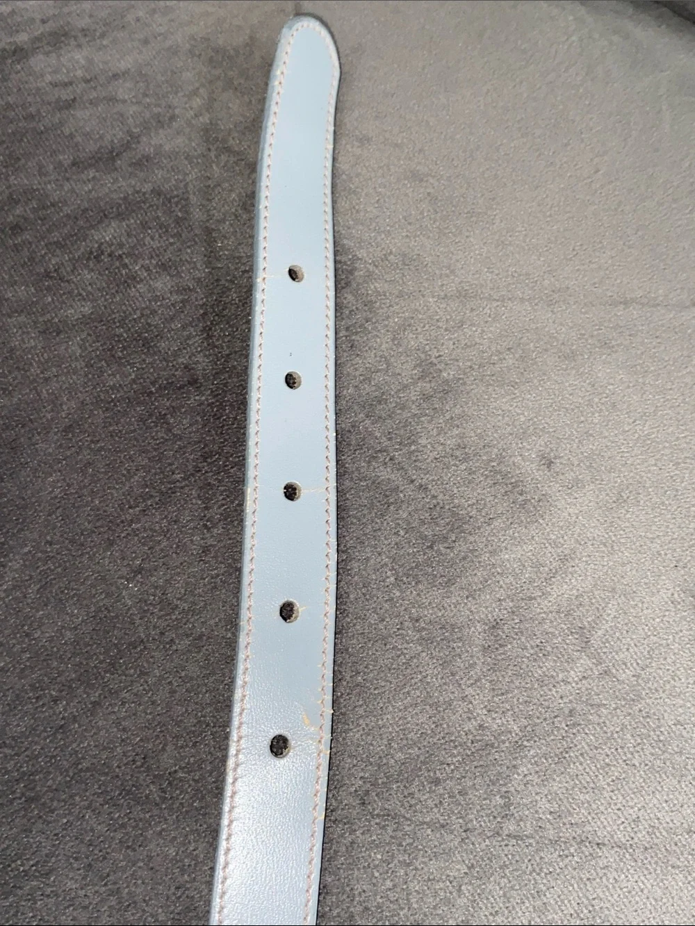Vintage Pierre Cardin Leather Belt Light Gray Gold Buckle Skinny
